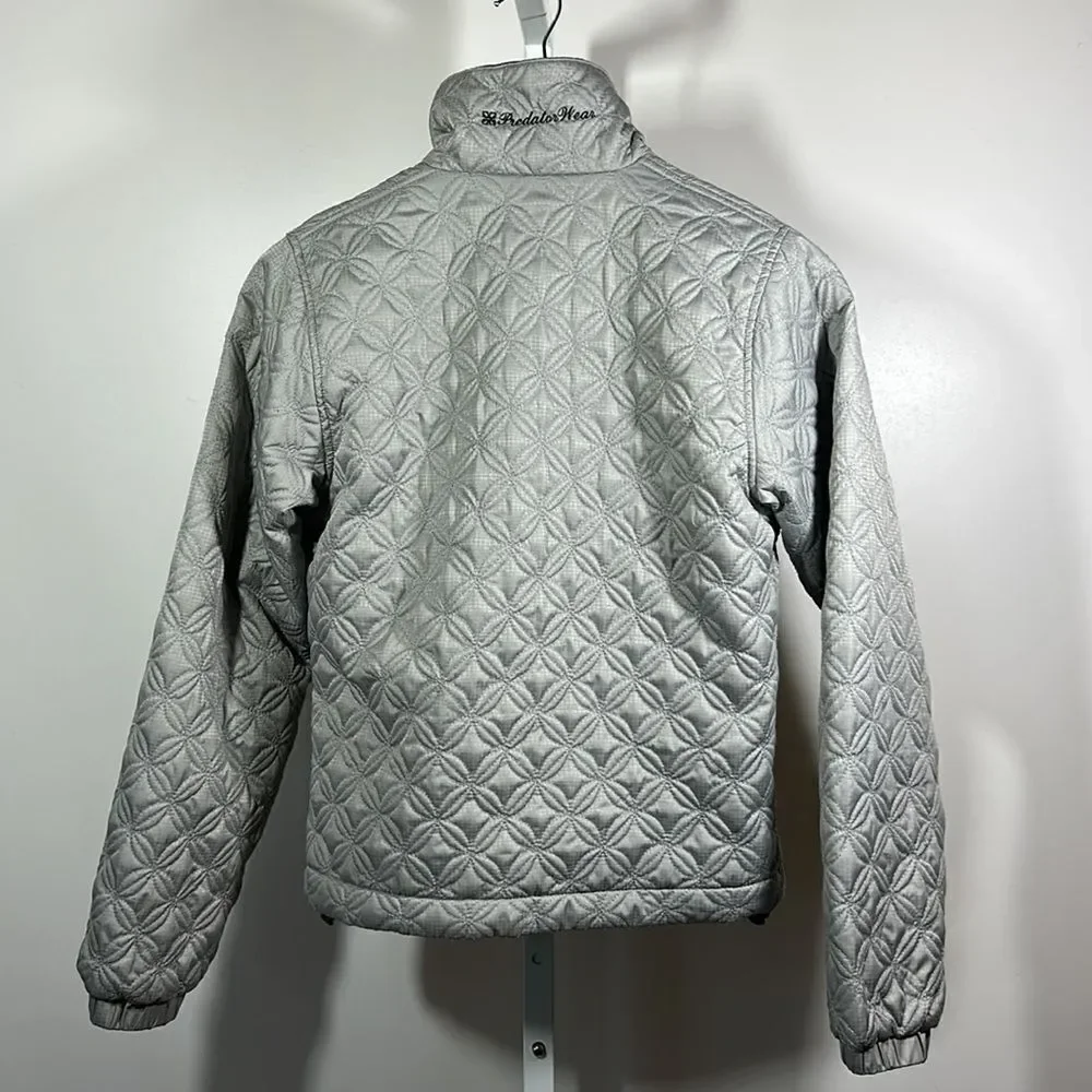 PREDATOR WEAR Women's Lightweight Quilted Zip-Up Coat Jacket Silver Size XS